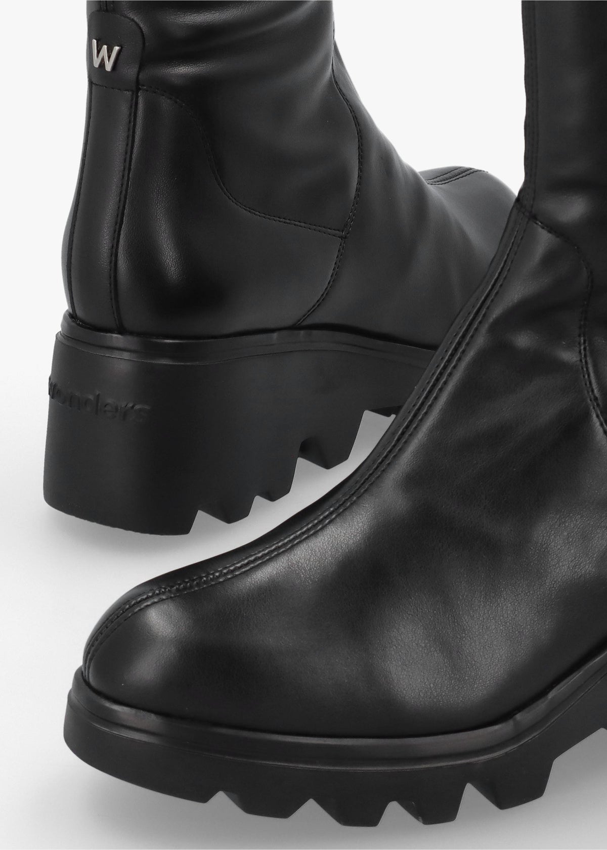 G-7031 Black Leather Wedge Knee Boots