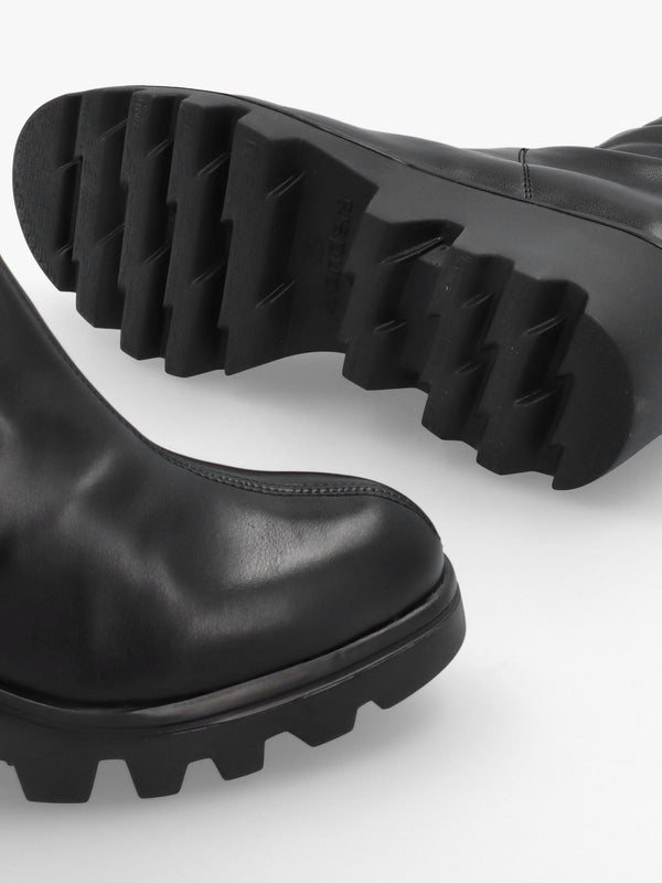 G-7031 Black Leather Wedge Knee Boots