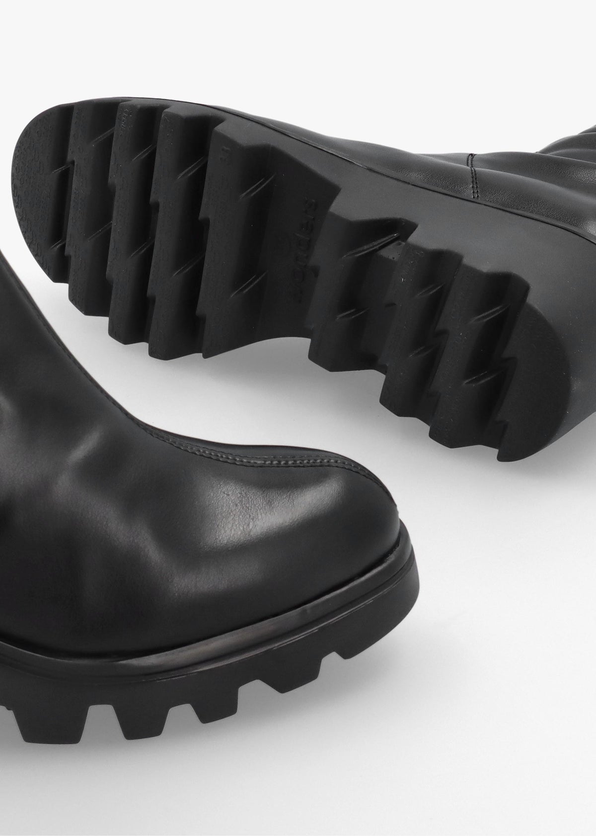 G-7031 Black Leather Wedge Knee Boots