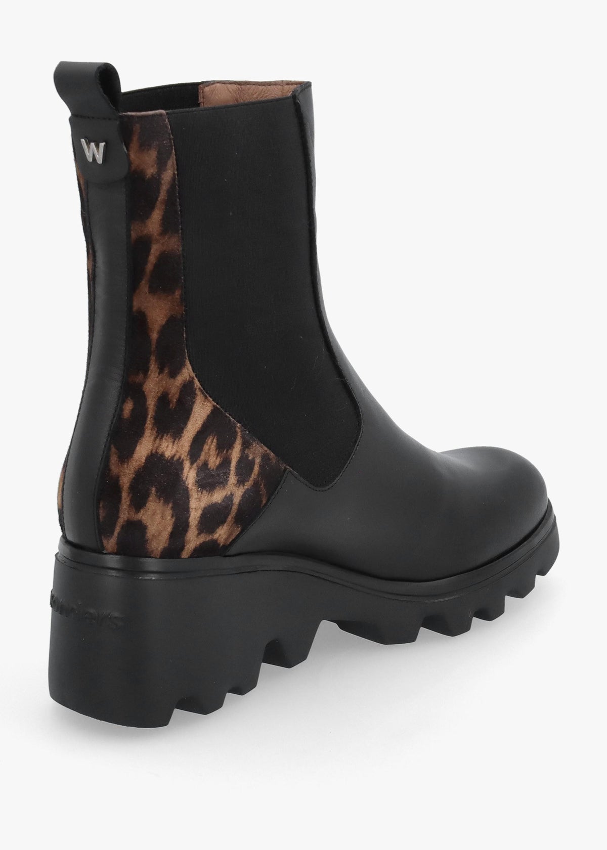 G-7032 Black Leather Wedge Ankle Boots