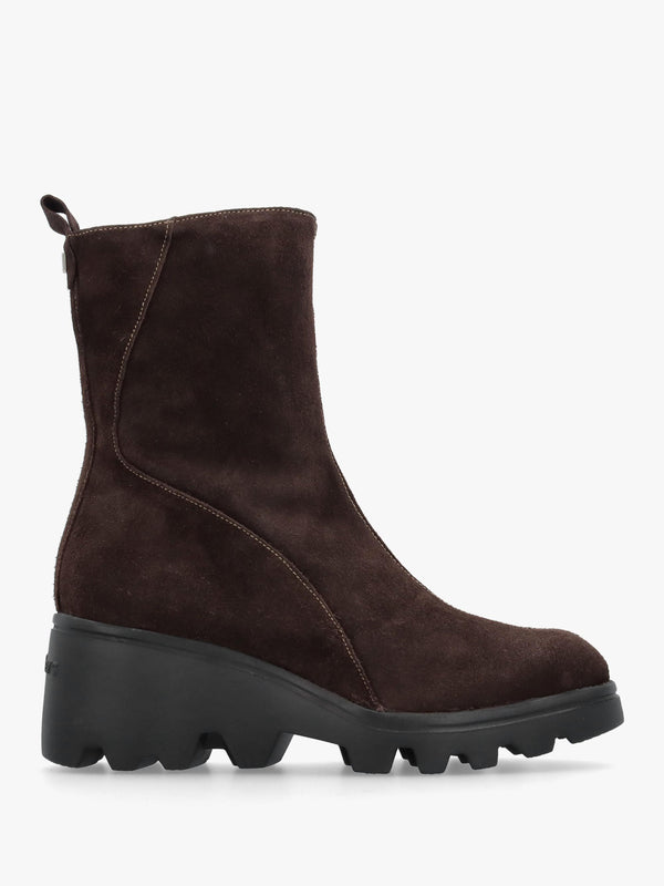 G-7033 Brown Suede Wedge Ankle Boots