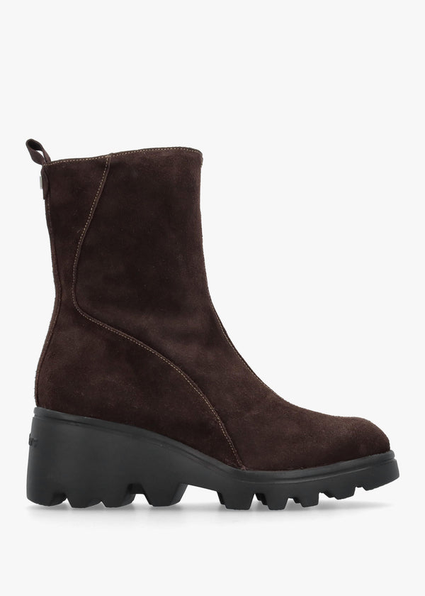 G-7033 Brown Suede Wedge Ankle Boots