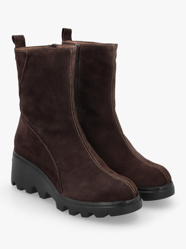 G-7033 Brown Suede Wedge Ankle Boots