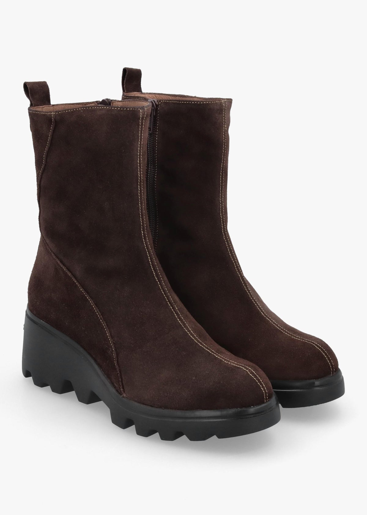 G-7033 Brown Suede Wedge Ankle Boots