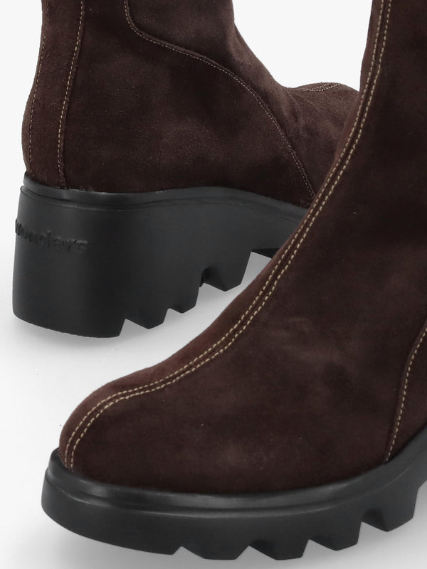 G-7033 Brown Suede Wedge Ankle Boots
