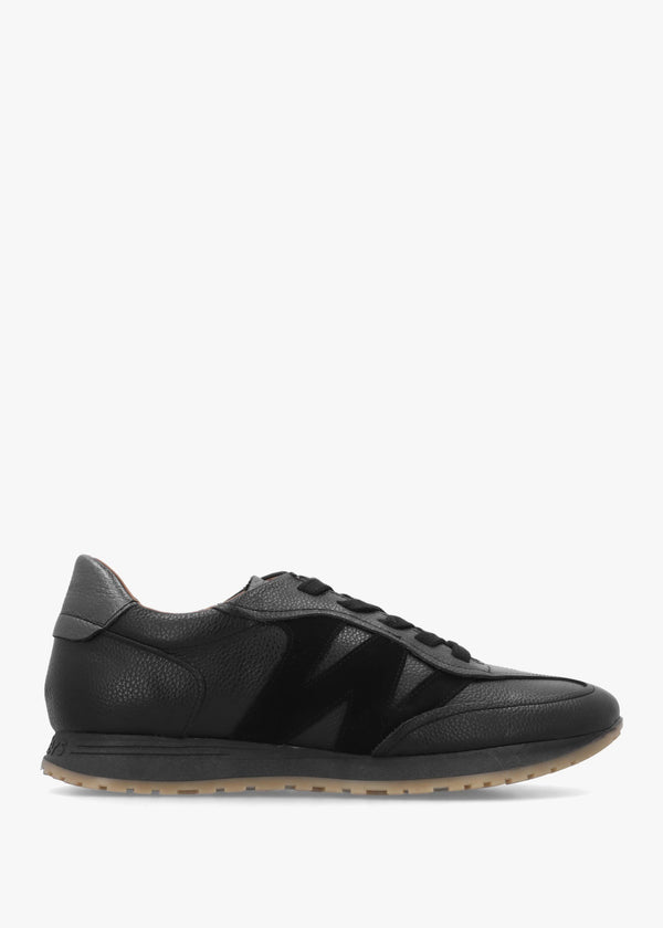 A-4811 Black Leather Sporty Trainers