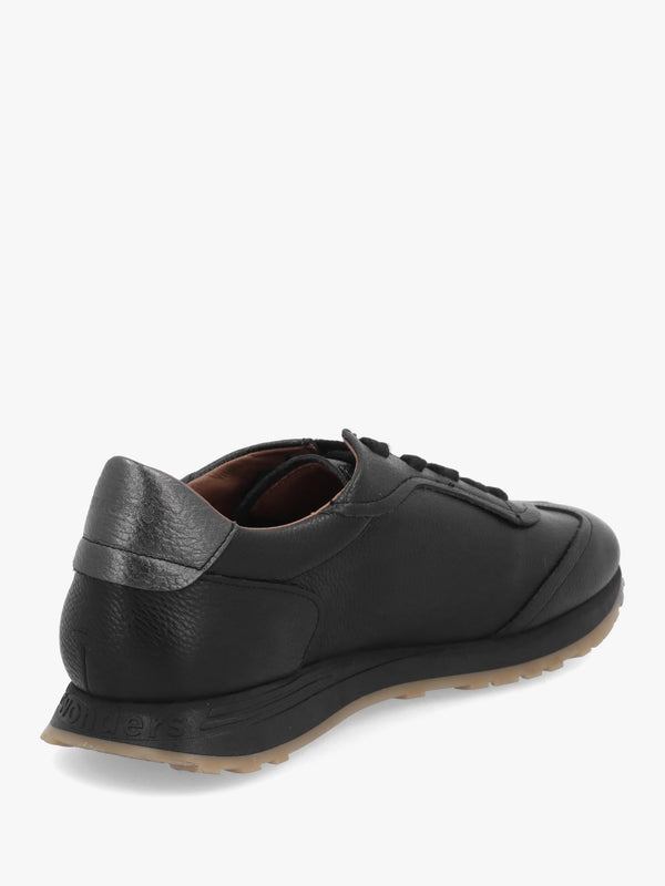A-4811 Black Leather Sporty Trainers