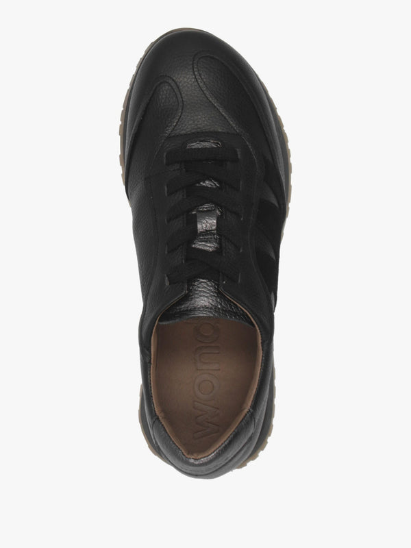 A-4811 Black Leather Sporty Trainers