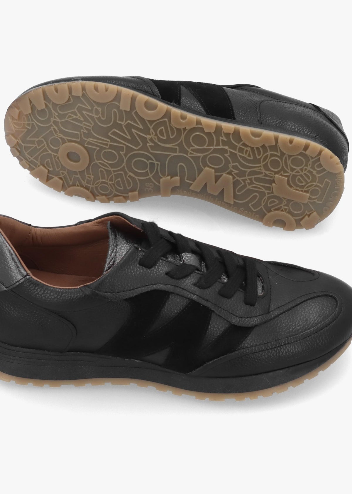 A-4811 Black Leather Sporty Trainers