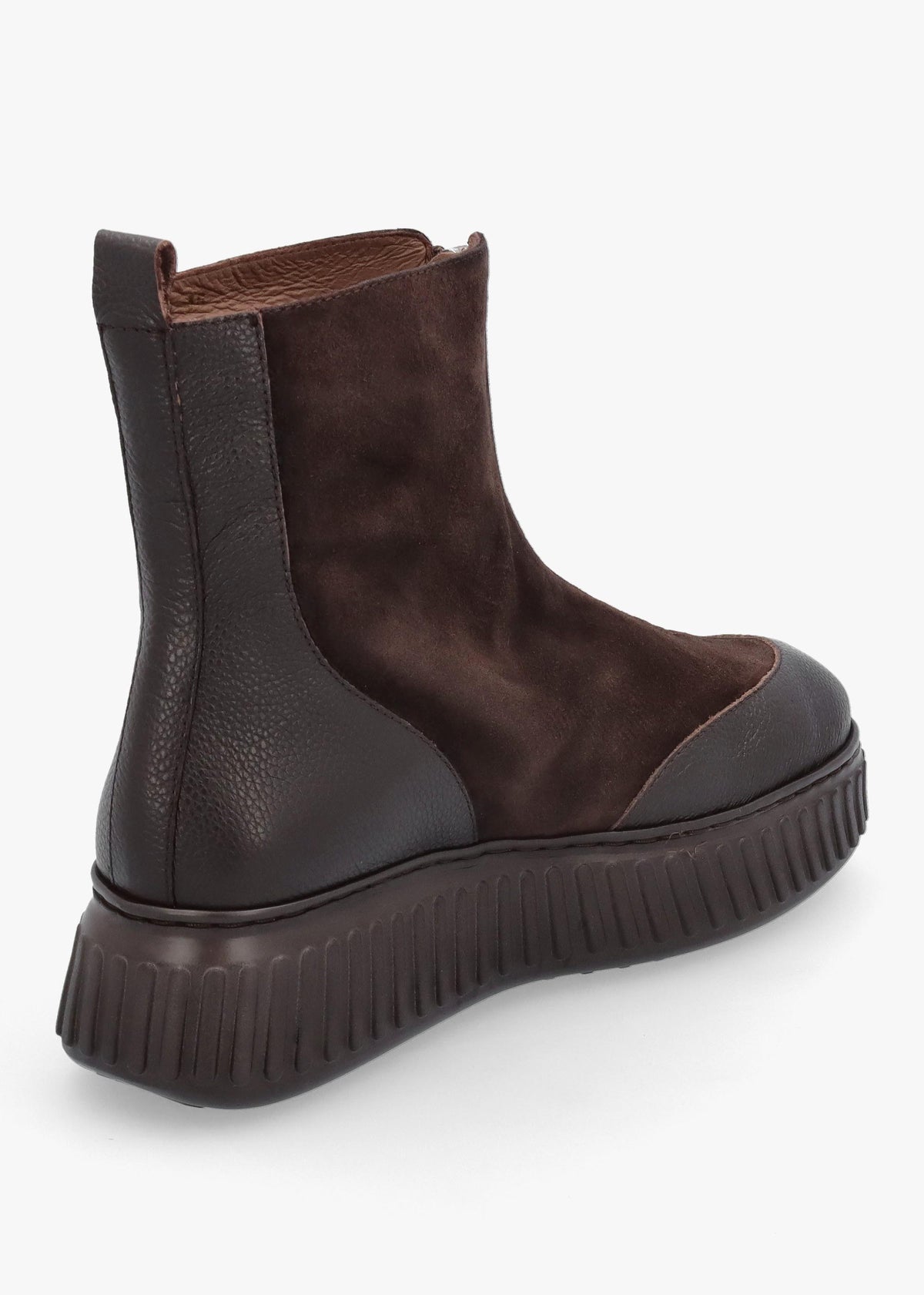 A-5202 Brown Suede Front Zip Ankle Boots
