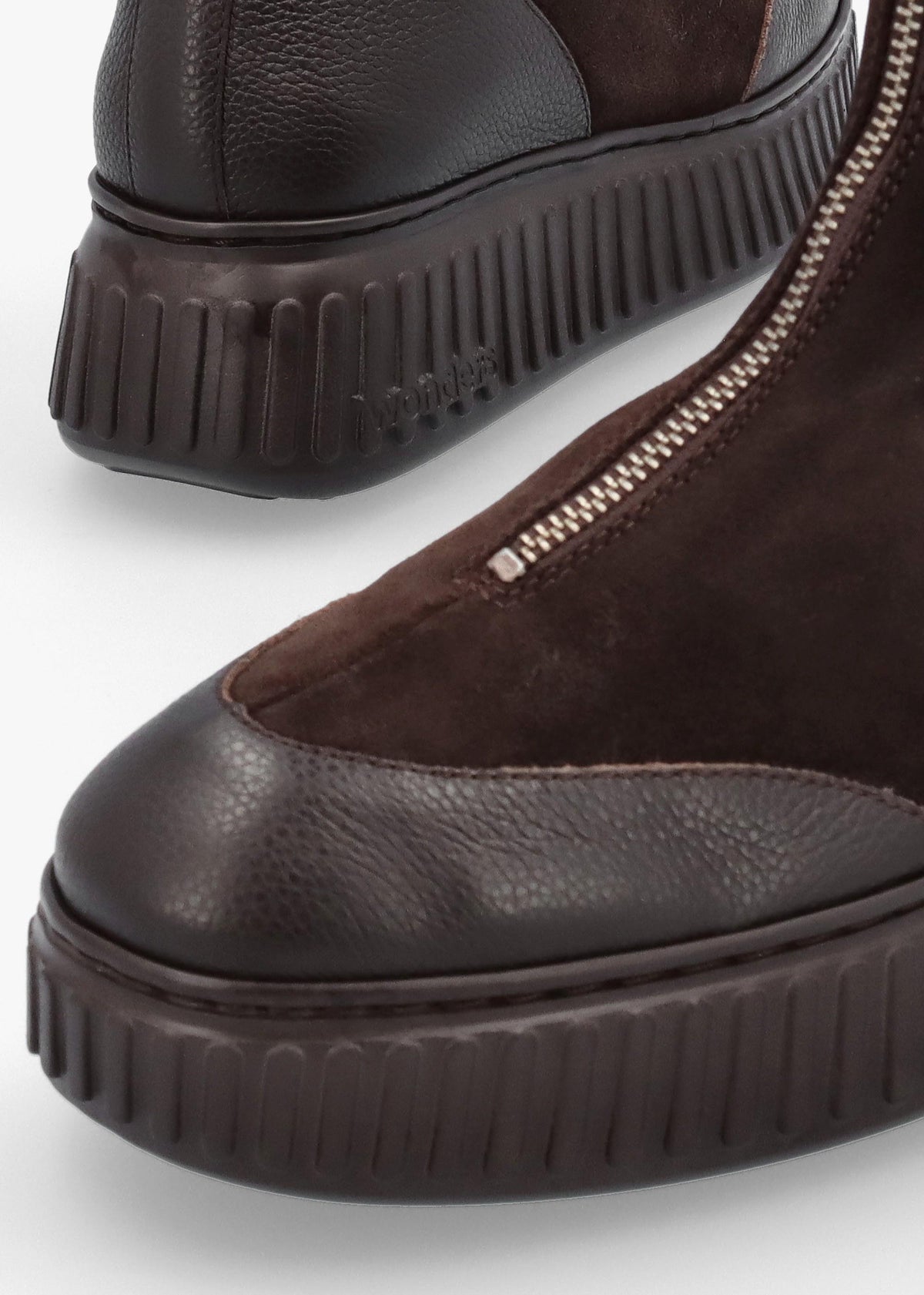 A-5202 Brown Suede Front Zip Ankle Boots
