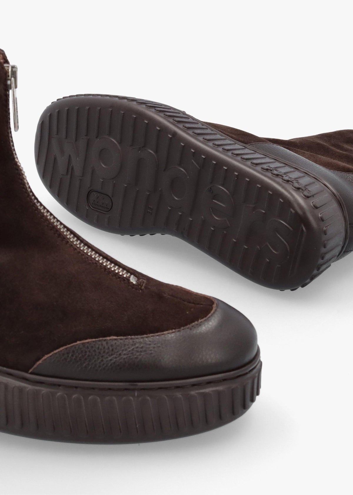 A-5202 Brown Suede Front Zip Ankle Boots