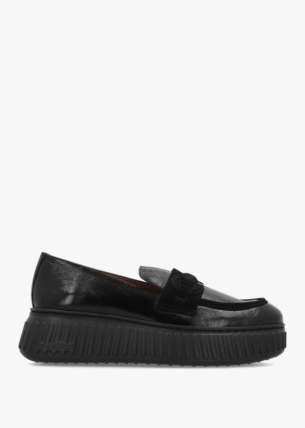 A-5203 Black Leather Loafers