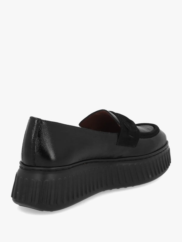 A-5203 Black Leather Loafers