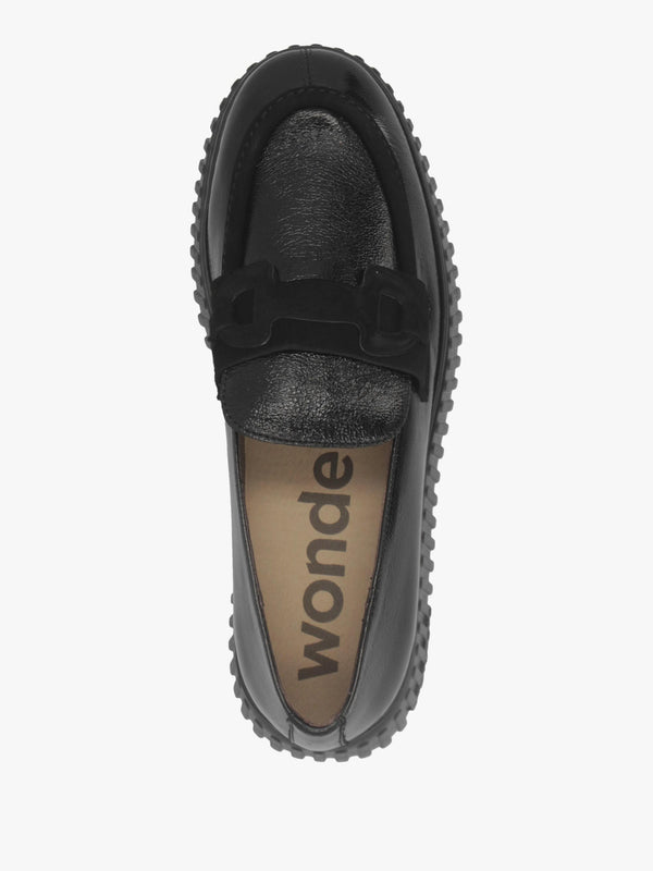 A-5203 Black Leather Loafers