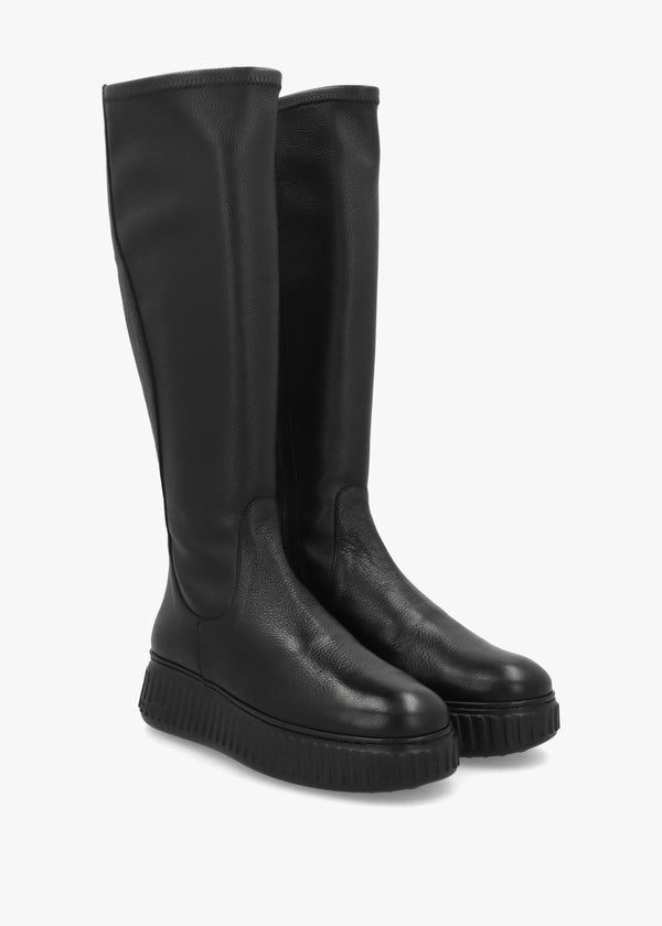 Wonders XFLY 04 Black Leather Knee Boots
